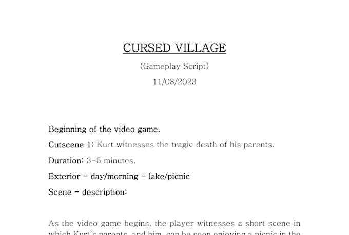 write your video game script